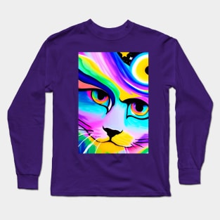 Cosmic Anime Cat Close-Up Long Sleeve T-Shirt